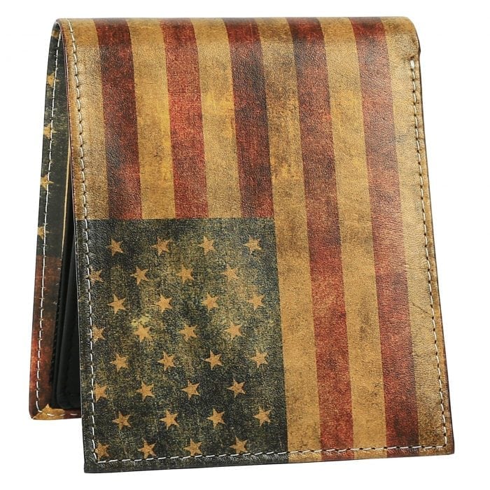 American Flag Mens Leather Wallet